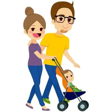 Couple Pushing Stroller Illustrazione stock