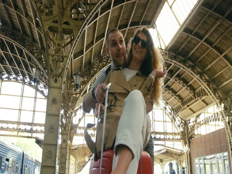 Couple On Railway Station Platform Video stock 78773245
