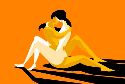 Couple reaching an orgasm Stock Illustration