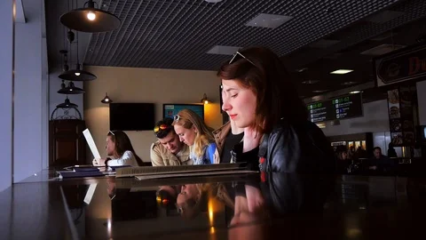 Couple read menu in cafe  Stock Footage 89222792