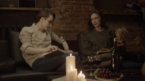 Couple reading books Stock Footage 123236350