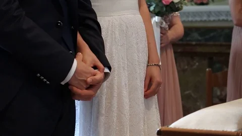 Couple ready to get married, hands close up, standing during wedding ceremony Stock Footage 120746697
