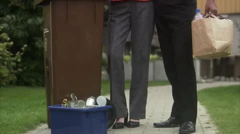 A couple with recyclable refuse Stock Footage