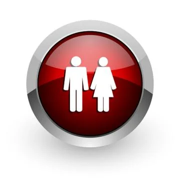 Couple red circle web glossy icon. Illustrazione stock