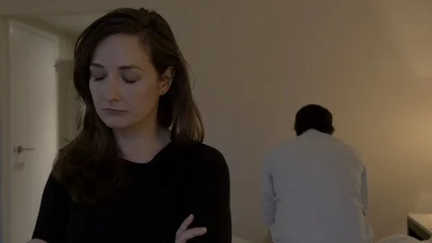 Couple with Relationship Issues and Upset Emotions Stock Footage 123166184