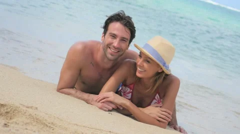 Couple relaxing on the beach in Caribbean island Stock-Footage 59182149