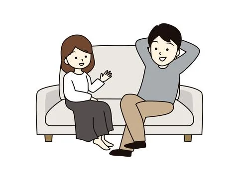 A couple relaxing on the sofa. Stock Illustration