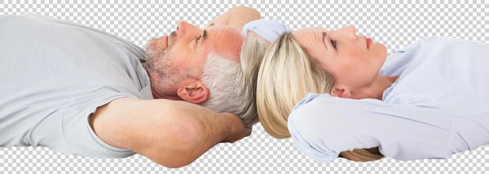 Couple relaxing while lying on floor Stock Illustration