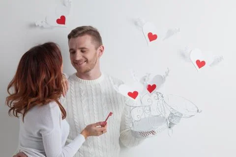 Couple releasing love Stock Photos