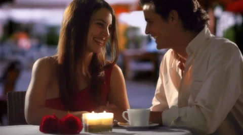 Couple in restaurant in the evening Stock Footage 43615712