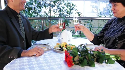 Couple In Restaurant Stock Footage 52559528