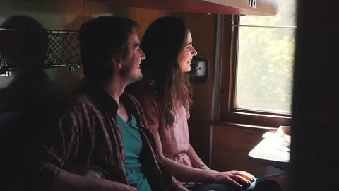 Couple is riding in the train Stock Footage 76250237