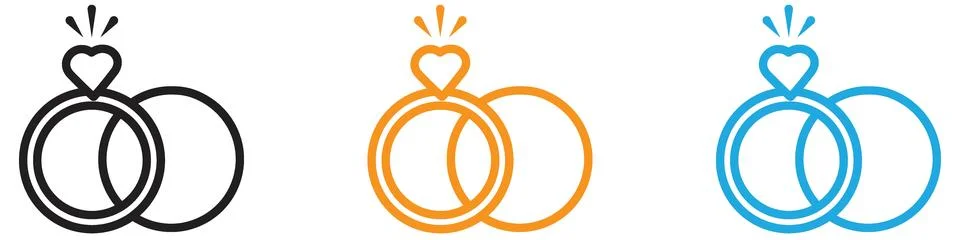 Couple Ring icon vector logo set collection for web app ui Ilustração Stock