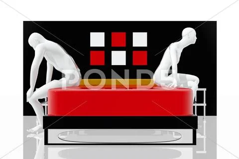 Couple rising from the bed Stock Illustration