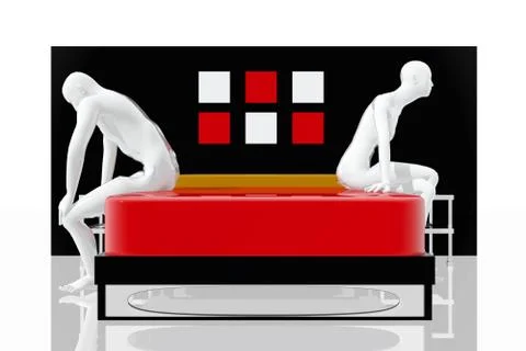 Couple rising from the bed Illustrazione stock