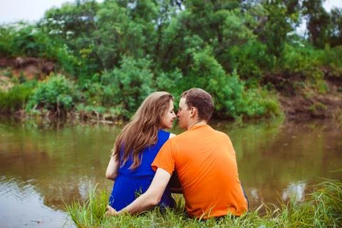 Couple by the river Stock Photos
