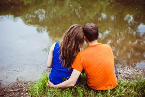 Couple by the river Stock Photos