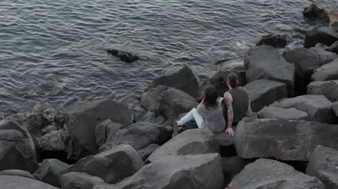 Couple on the rocks Stock Footage 41436953