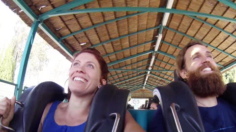 Couple on Roller Coaster Stock Footage 24791452