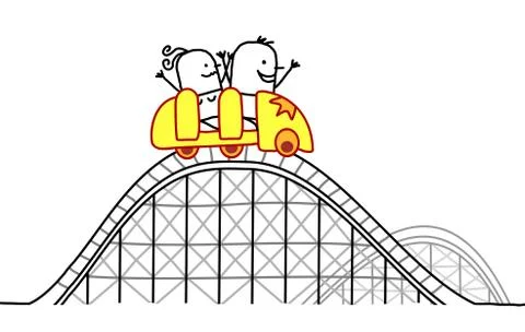 Couple on roller coaster Stock Illustration
