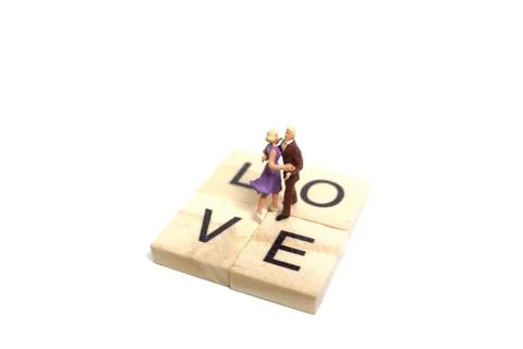 Couple romantic dancing on white background Stock Photos