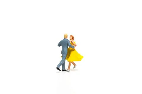 Couple romantic dancing on white background Stock Photos