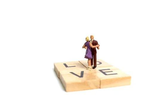 Couple romantic dancing on white background Stock Photos
