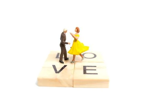 Couple romantic dancing on white background Stock Photos