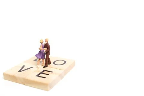 Couple romantic dancing on white background Stock Photos
