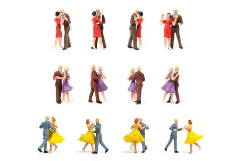 Couple romantic dancing on white background Stock Photos