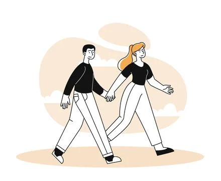 Couple at romantic date vector linear Illustrazione stock