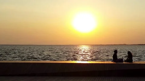 Couple at romantic Sunset Stock Footage 66520247