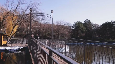 Couple of runners in park Video stock 85239143