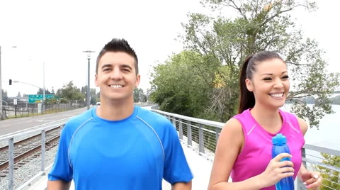 Couple Running Stock Footage 43348805