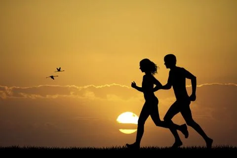 Couple running Ilustração Stock