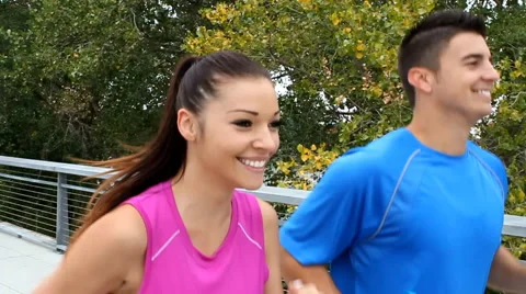 Couple Running Slow Motion Stock Footage 43349763