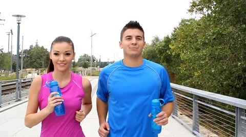 Couple Running Slow Motion Stock Footage 43350421