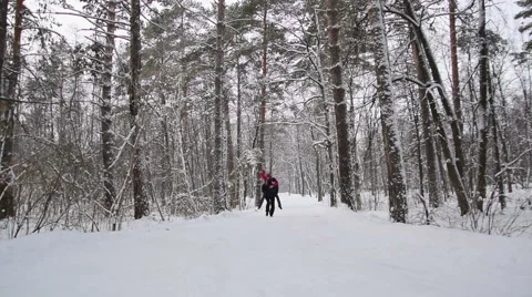 The couple runs in the forest. Slow motion Stock Footage 68517145