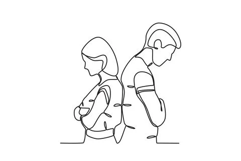 A couple sadly separates Stock Illustration