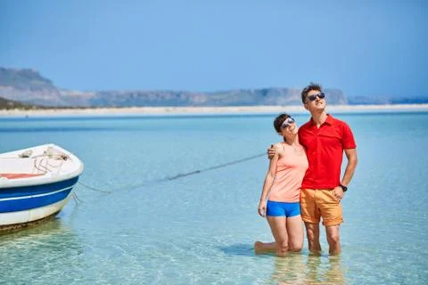 Couple in the sea Stock Photos