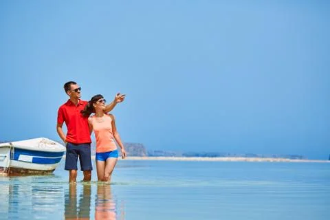 Couple in the sea Stock Photos
