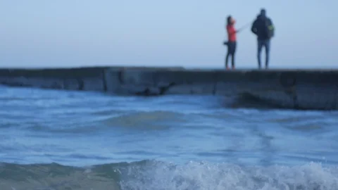 Couple on the sea pier Stock Footage 126971841