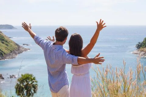Couple at seaside Stock Photos