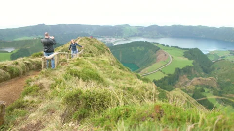 Couple on the Sete Cidades Stock Footage 61051600