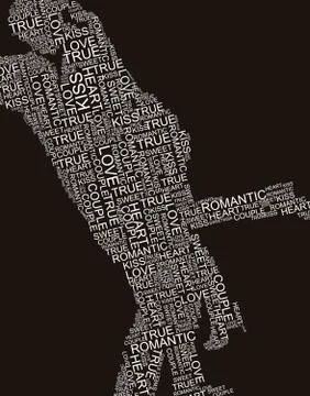 Couple shape words over black background. vector illustration Ilustração Stock
