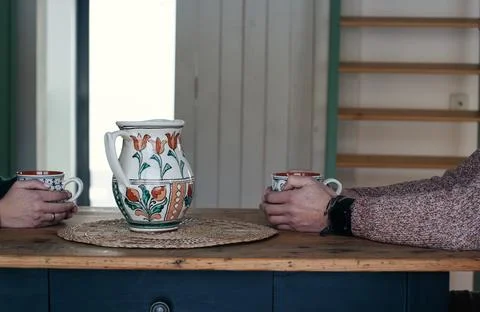 Couple Sharing Coffee Break Stock Photos