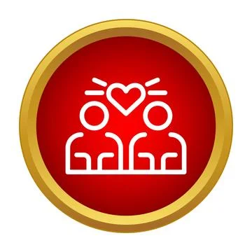 Couple sharing love in red circle icon Ilustração Stock