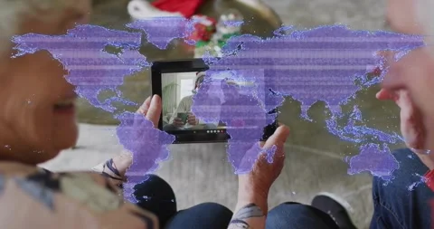 Couple sharing tablet, pulling and steadying as onscreen moving, viewing family Stock Footage 321934040