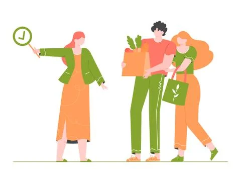 Couple is shopping in a store without plastic. Ilustração Stock
