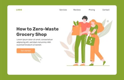 Couple is shopping in a store without plastic. Ilustração Stock